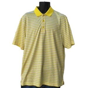 Cutter &‎ Buck Polo Men Sz L CB DryTec 50 Yellow Striped Preppy